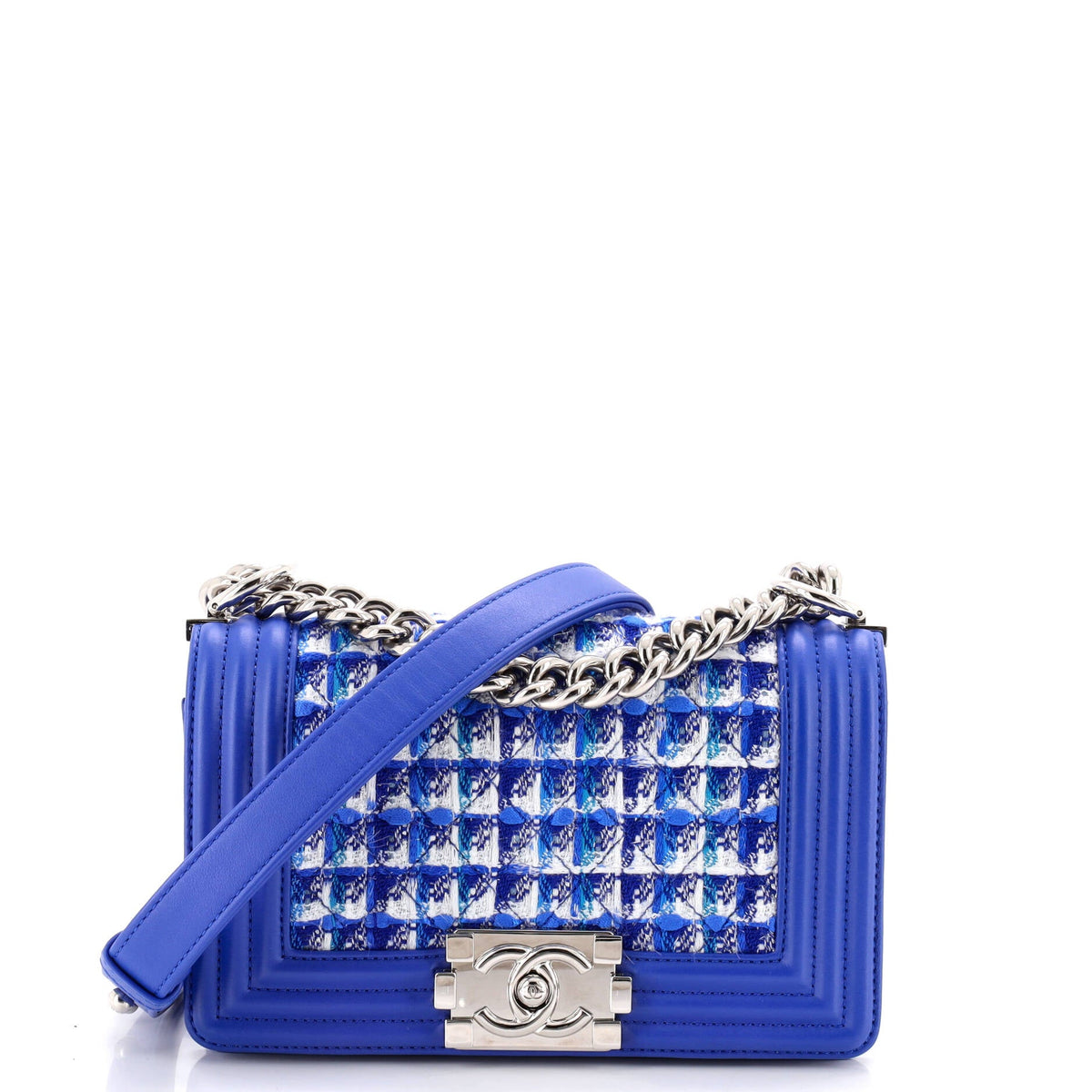 Chanel Boy Flap Bag Quilted Tweed Small