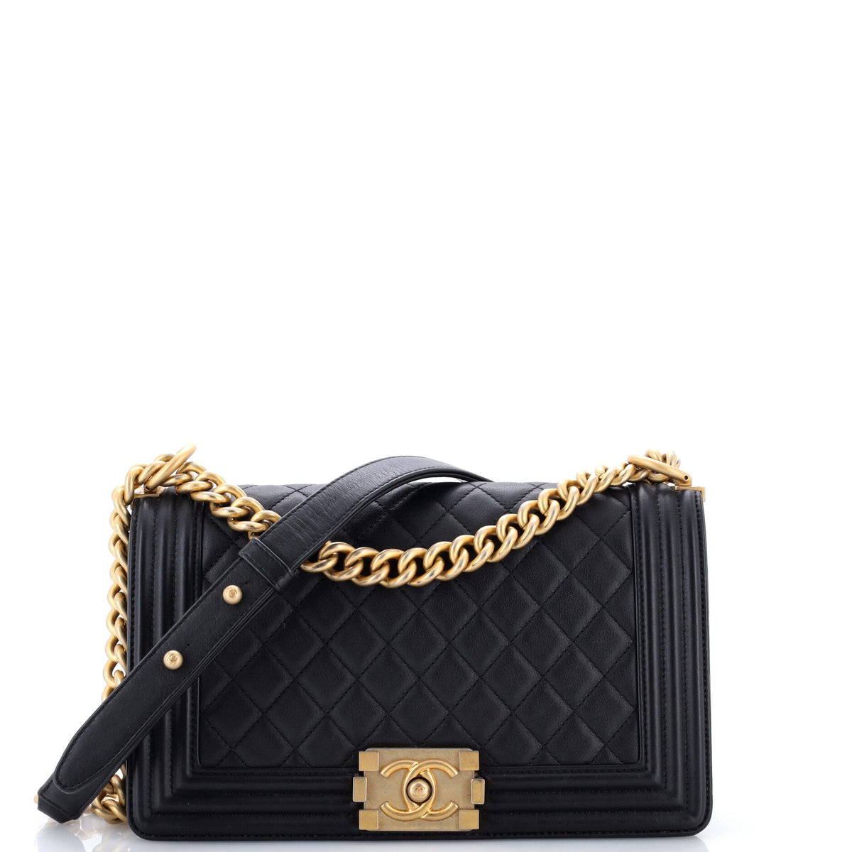 Chanel Boy Flap Bag Quilted Calfskin Old Medium