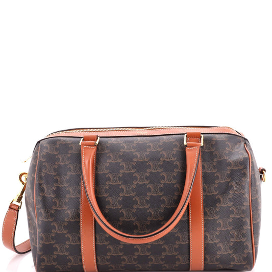 Celine Boston Bag Triomphe Coated Canvas Large
