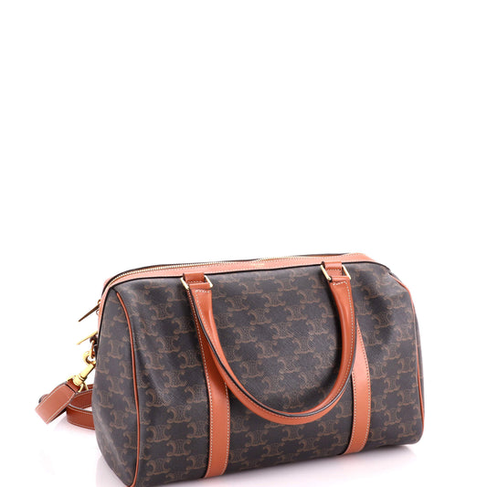 Celine Boston Bag Triomphe Coated Canvas Large