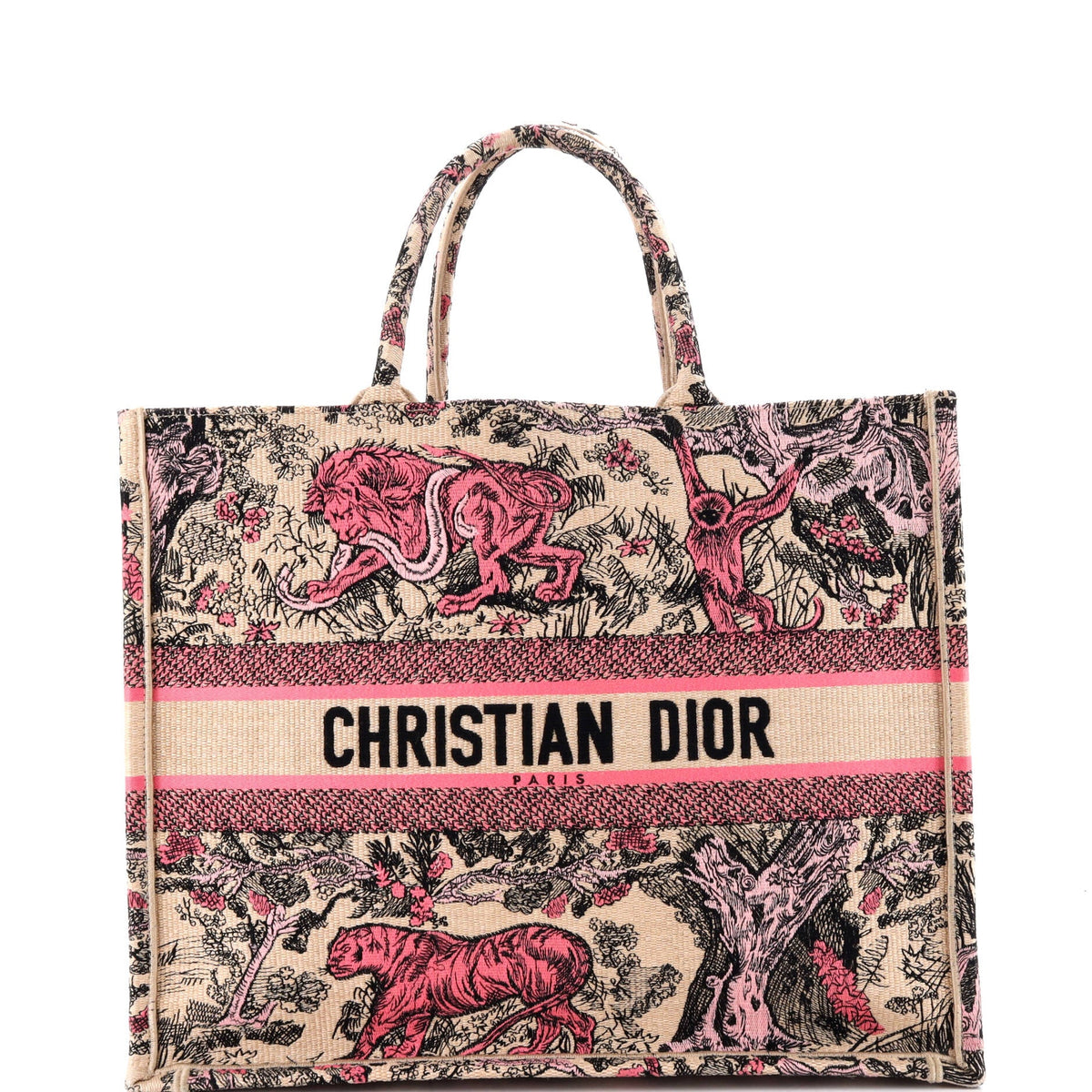 Christian Dior Book Tote Embroidered Canvas Large