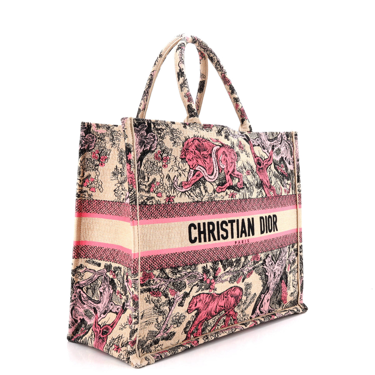 Christian Dior Book Tote Embroidered Canvas Large