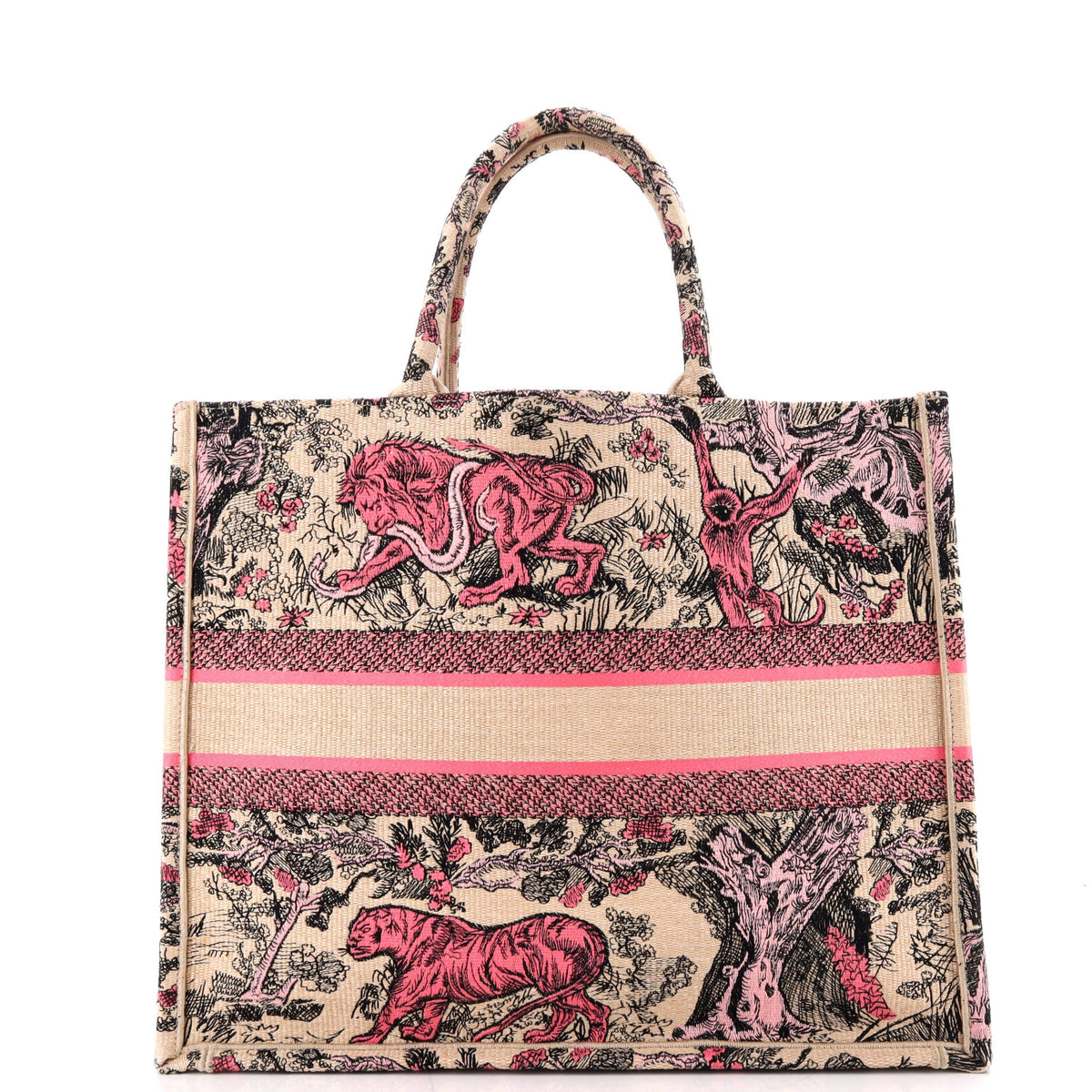 Christian Dior Book Tote Embroidered Canvas Large
