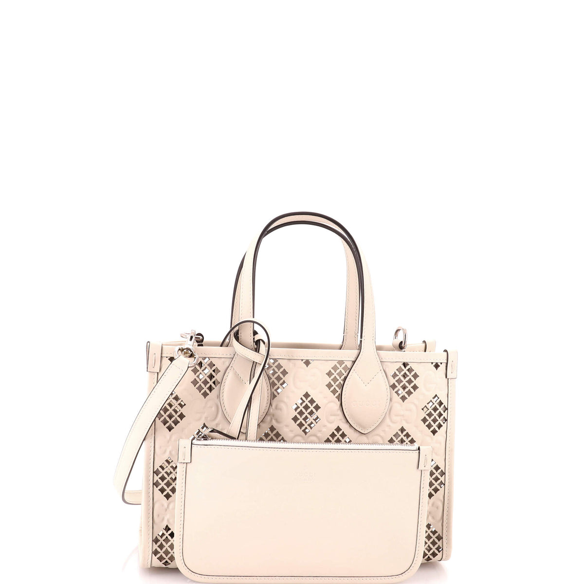 Gucci Convertible Tote GG Debossed Laser Cut Leather Small