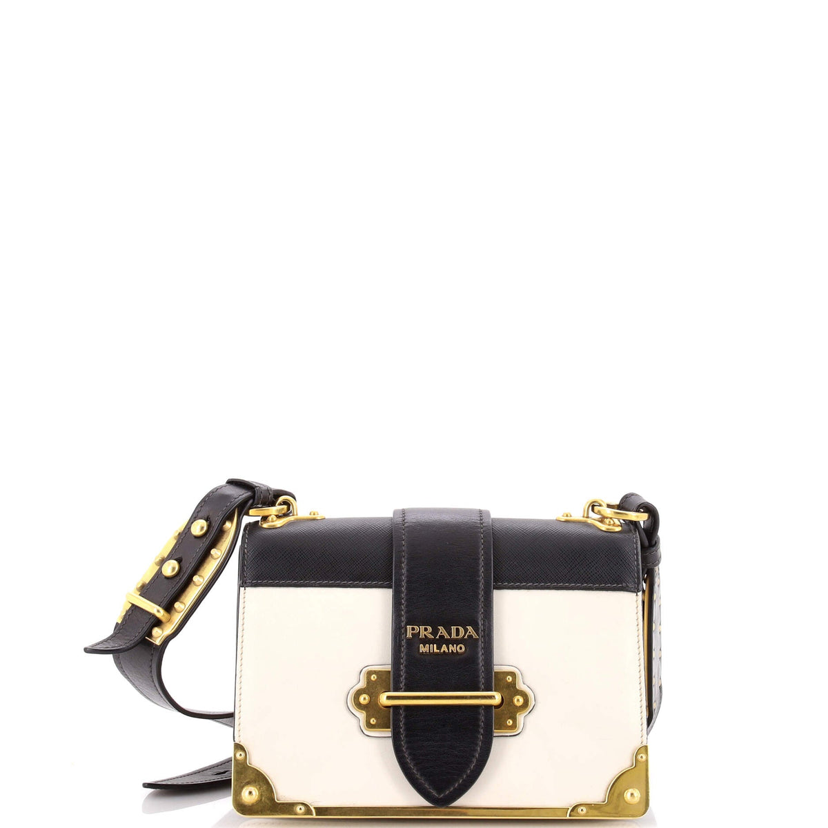 Prada Cahier Crossbody Bag Leather and Saffiano Leather Small