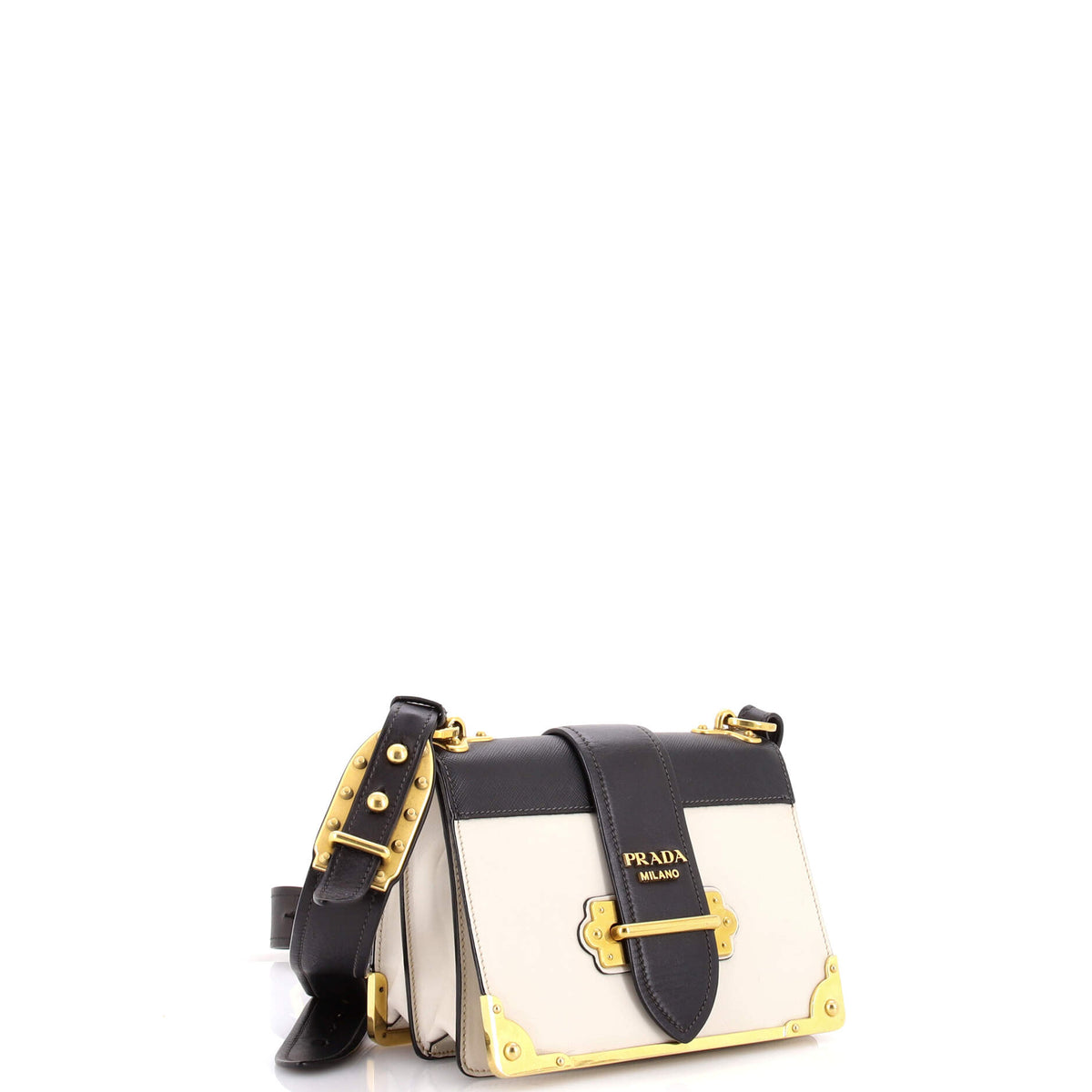 Prada Cahier Crossbody Bag Leather and Saffiano Leather Small