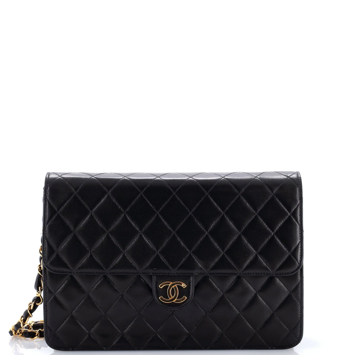 Chanel Vintage Clutch with Chain Quilted Leather Medium