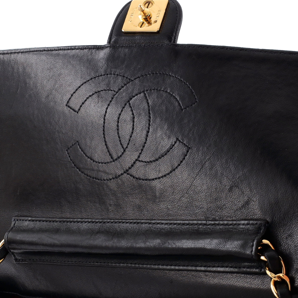 Chanel Vintage Clutch with Chain Quilted Leather Medium