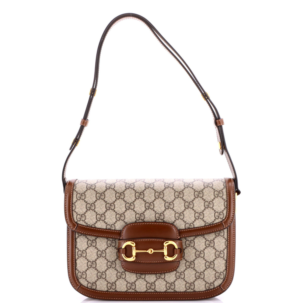 Gucci Horsebit 1955 Shoulder Bag GG Coated Canvas with Leather Small
