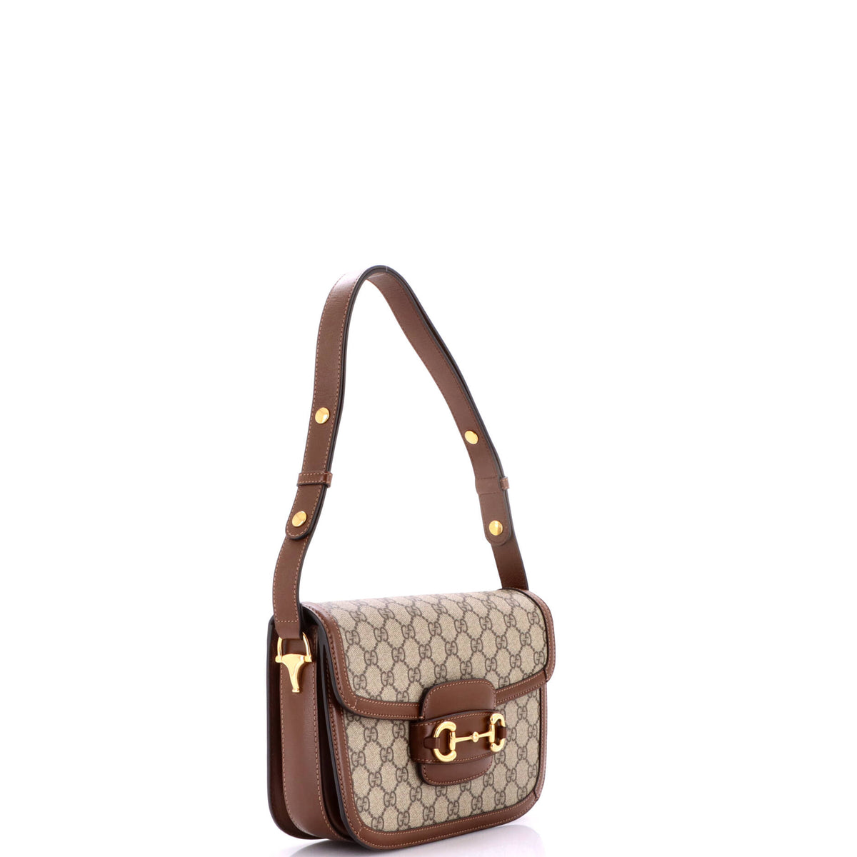 Gucci Horsebit 1955 Shoulder Bag GG Coated Canvas with Leather Small