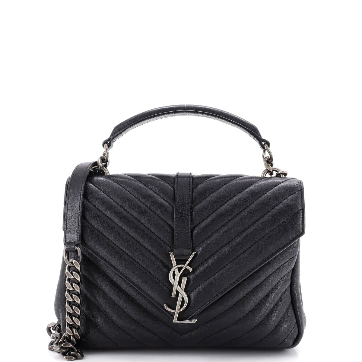 Saint Laurent Classic Monogram College Bag Matelasse Chevron Leather Medium
