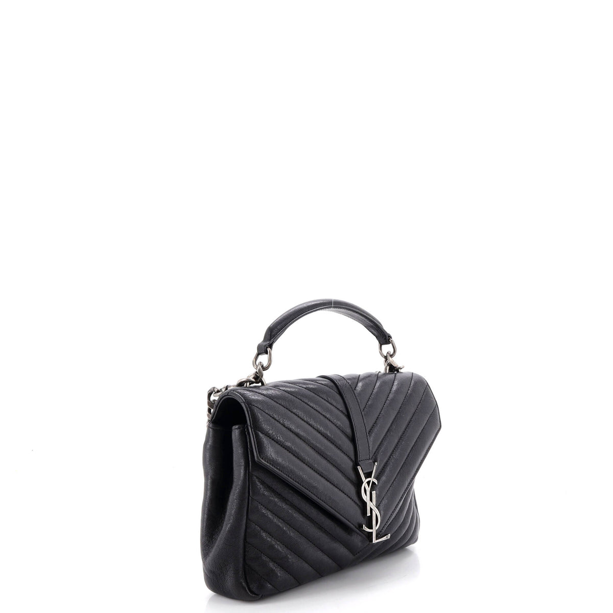 Saint Laurent Classic Monogram College Bag Matelasse Chevron Leather Medium