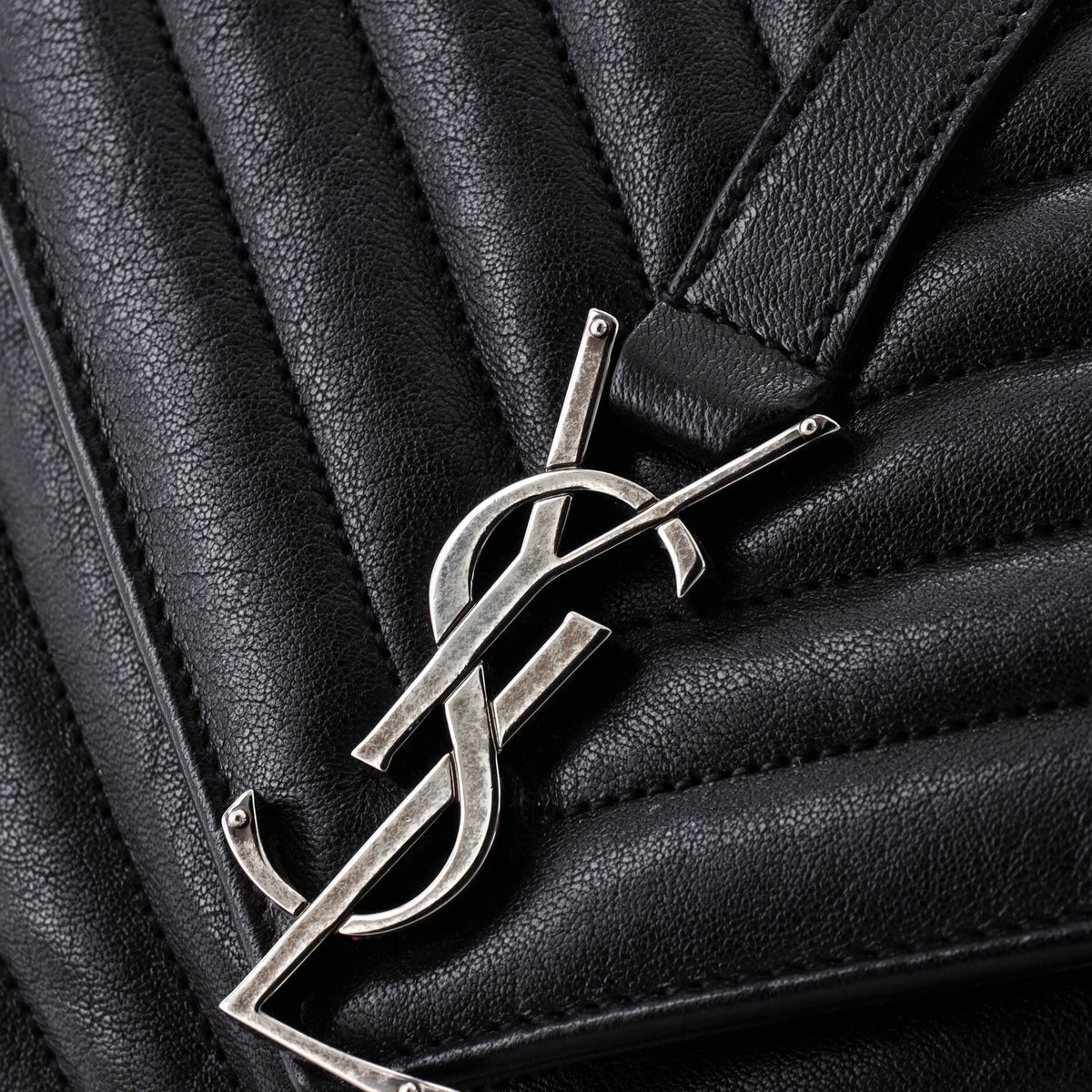 Saint Laurent Classic Monogram College Bag Matelasse Chevron Leather Medium