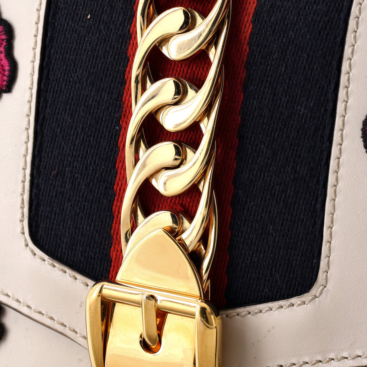 Gucci Sylvie Shoulder Bag Embroidered Leather Small