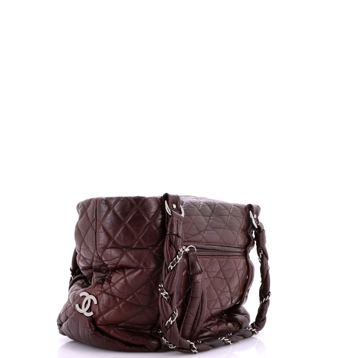 Chanel Lady Braid Shopping Tote Quilted Distressed Lambskin Medium