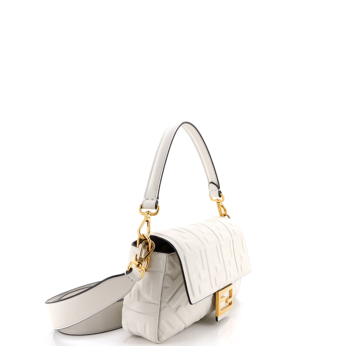 Fendi Baguette NM Bag Zucca Embossed Leather Medium
