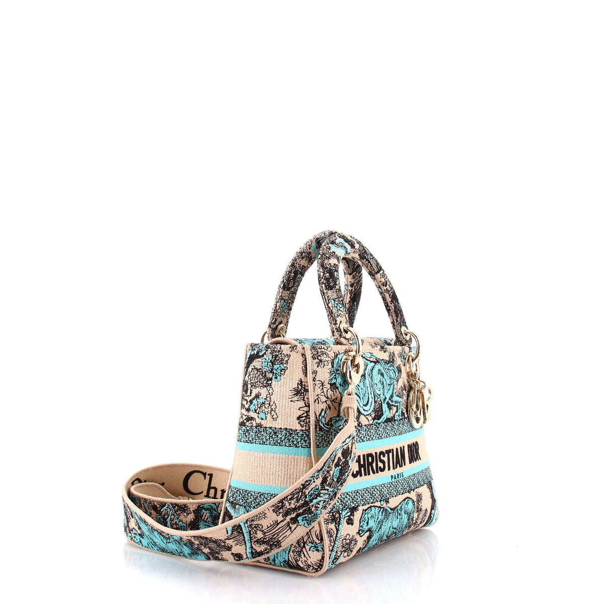 Christian Dior Lady D-Lite Bag Embroidered Canvas Medium