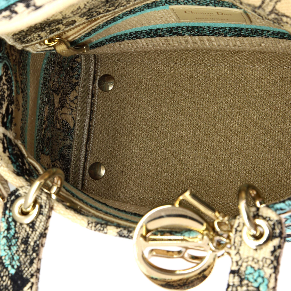 Christian Dior Lady D-Lite Bag Embroidered Canvas Medium