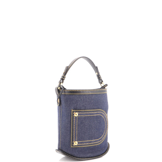 Delvaux Pin Bucket Bag Denim Mini