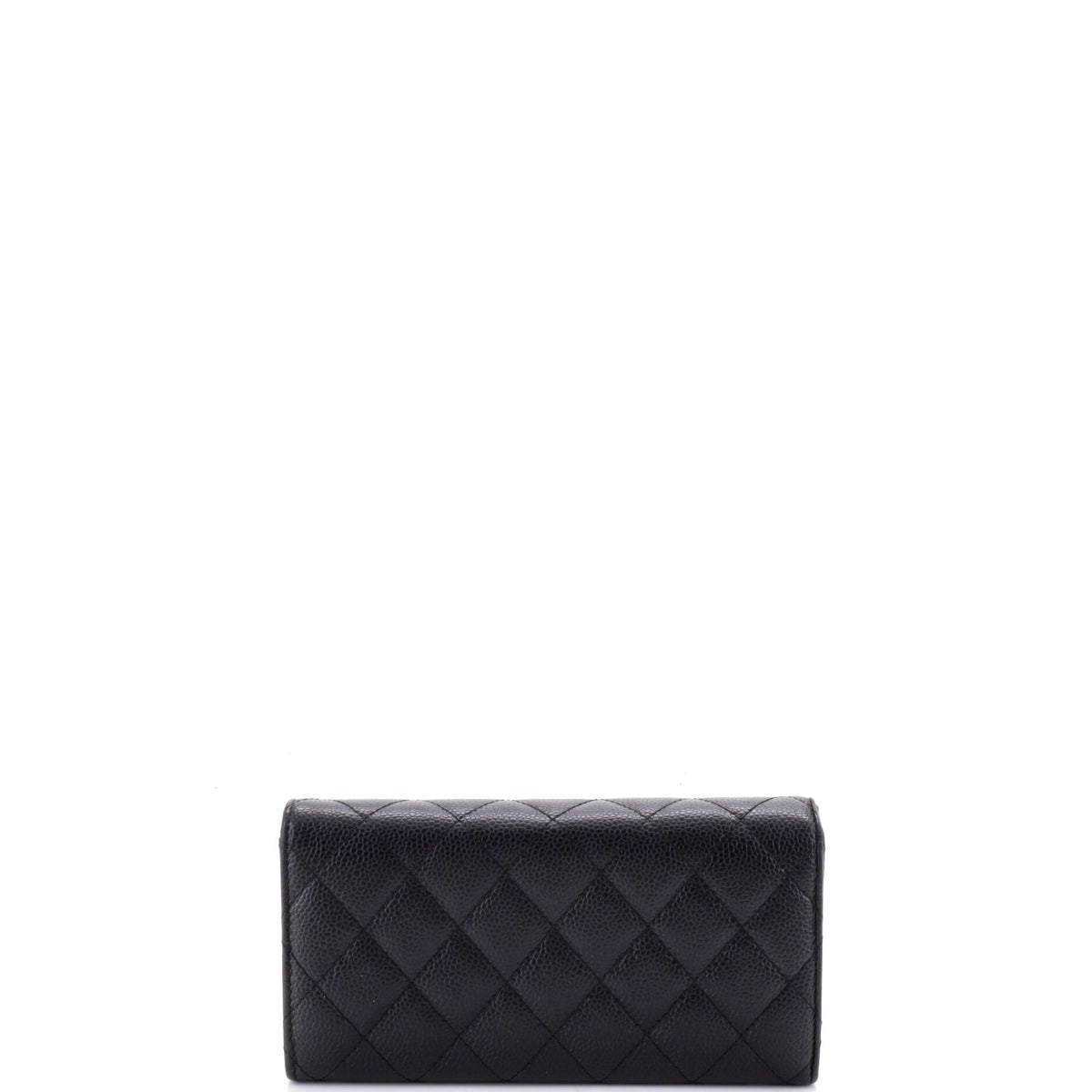 Chanel CC Gusset Classic Flap Wallet Quilted Caviar Long