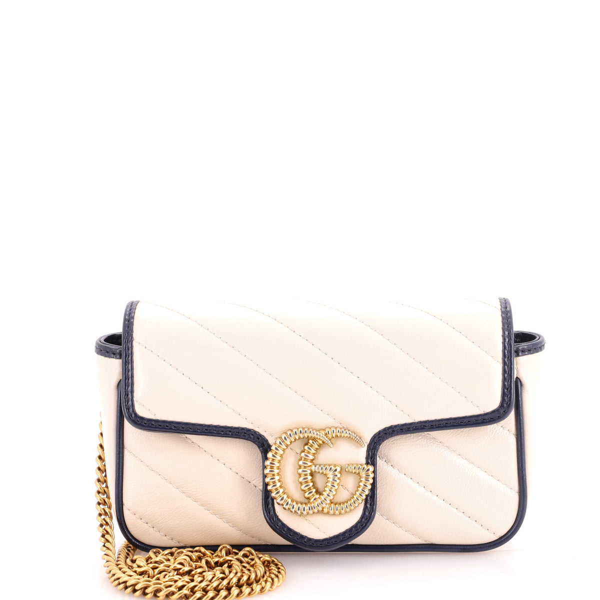 Gucci GG Marmont Flap Bag Diagonal Quilted Leather Super Mini