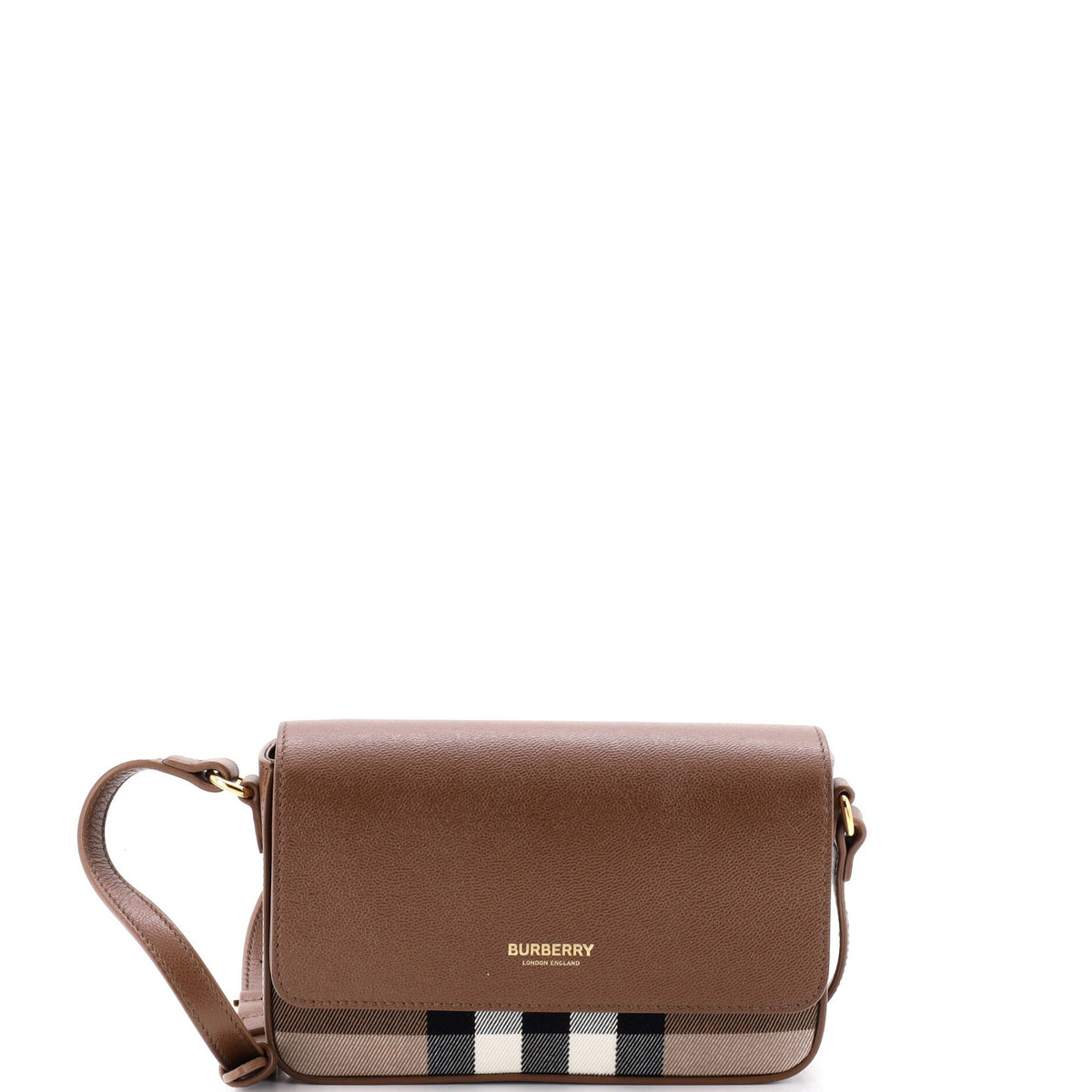 Burberry New Hampshire Shoulder Bag House Check Canvas and Leather Small