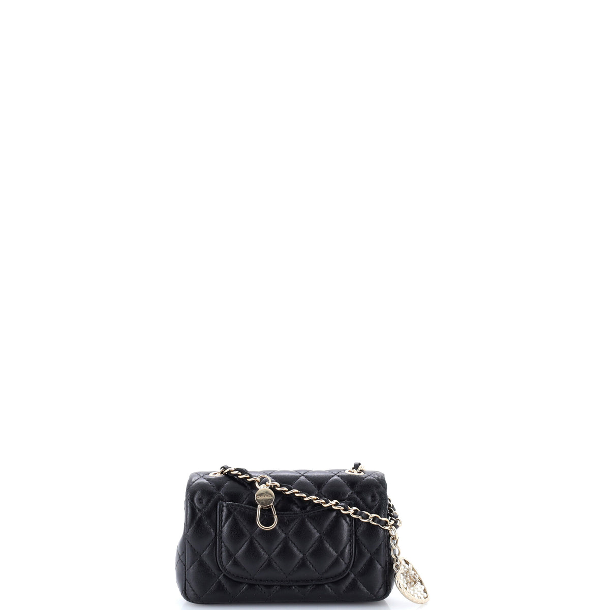 Chanel CC Heart Charm Double Flap Hook Bag Quilted Lambskin with Faux Pearls and Crystals Mini