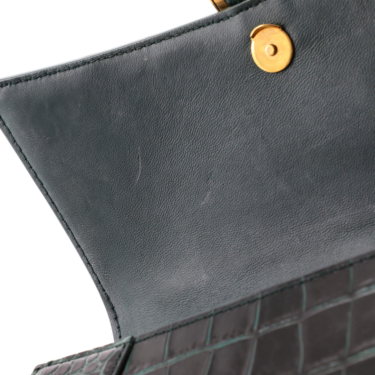 Balenciaga Hourglass Top Handle Bag Crocodile Embossed Leather Small
