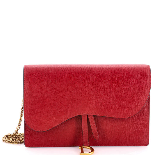 Christian Dior Saddle Chain Clutch Leather