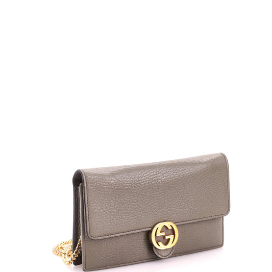 Gucci Interlocking Wallet on Chain Leather