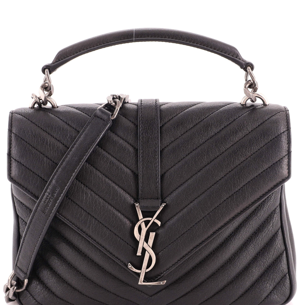 Saint Laurent Classic Monogram College Bag Matelasse Chevron Leather Medium