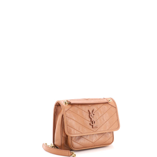 Saint Laurent Niki Chain Flap Bag Matelasse Chevron Leather Baby