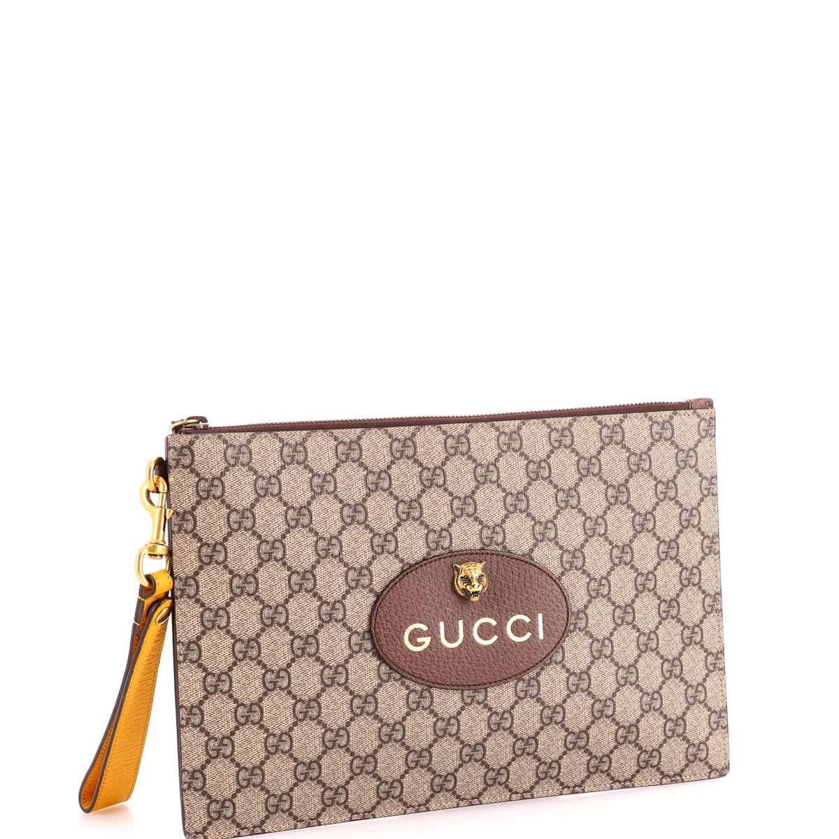 Gucci Neo Vintage Wristlet Pouch GG Coated Canvas