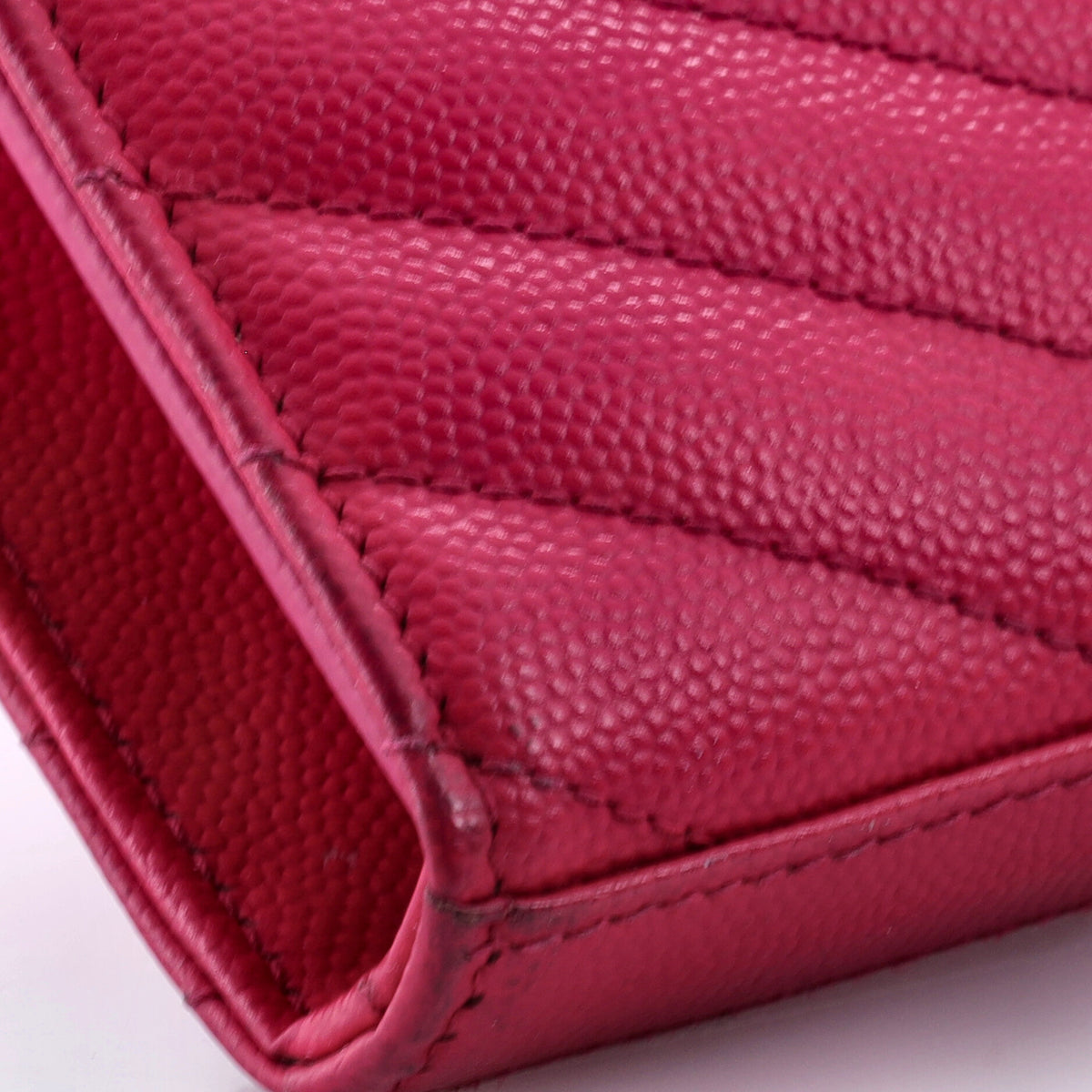 Saint Laurent Classic Monogram Wallet on Chain Matelasse Chevron Leather Medium