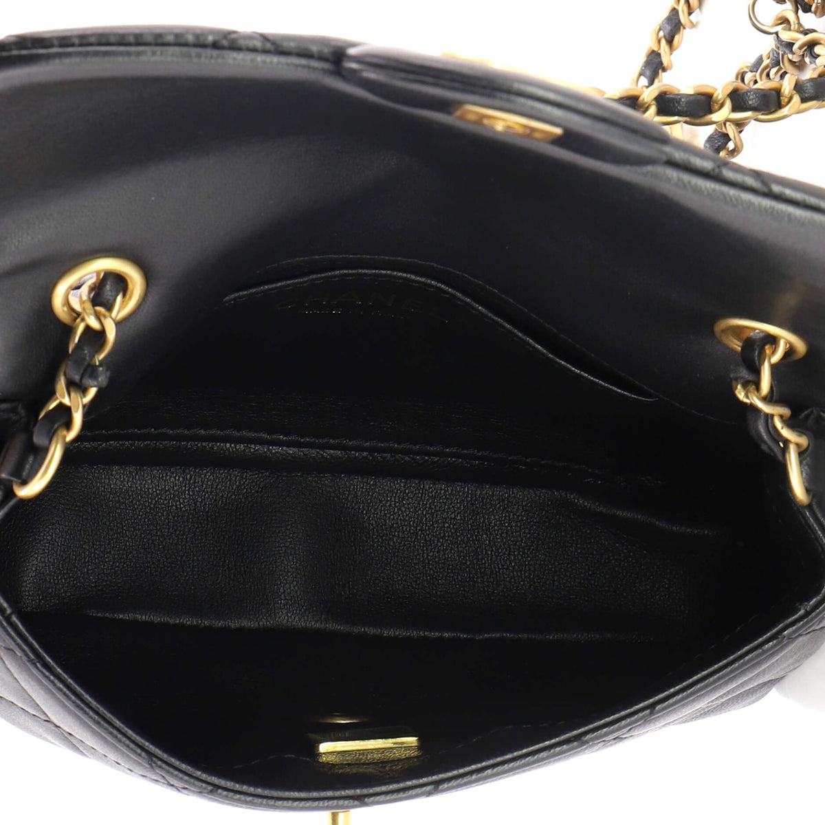 Chanel Heart Charms Flap Bag Quilted Lambskin Mini