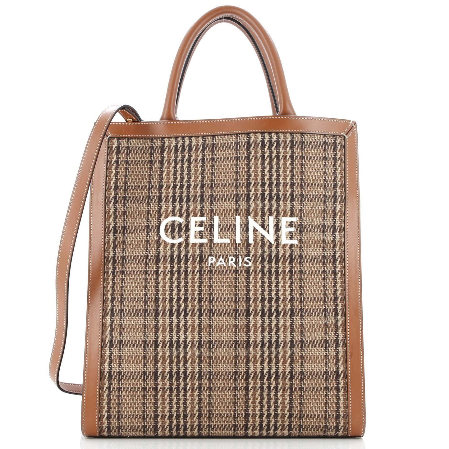 セリーヌ バーティカル カバ トート チェック キャンバス＆レザー スモール