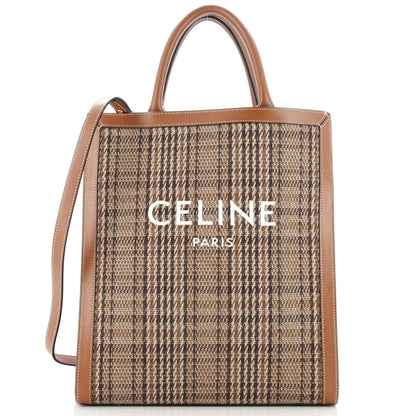 セリーヌ バーティカル カバ トート チェック キャンバス＆レザー スモール