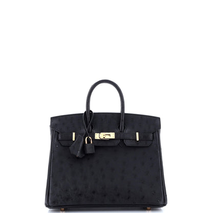 エルメス バーキン ブラックオーストリッチ ローズ 25