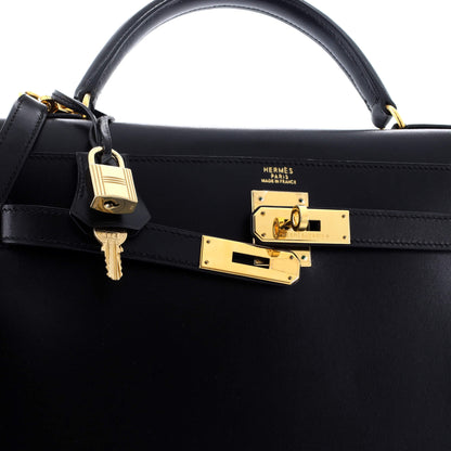 エルメス ケリー ブラック ボックスカーフ 32