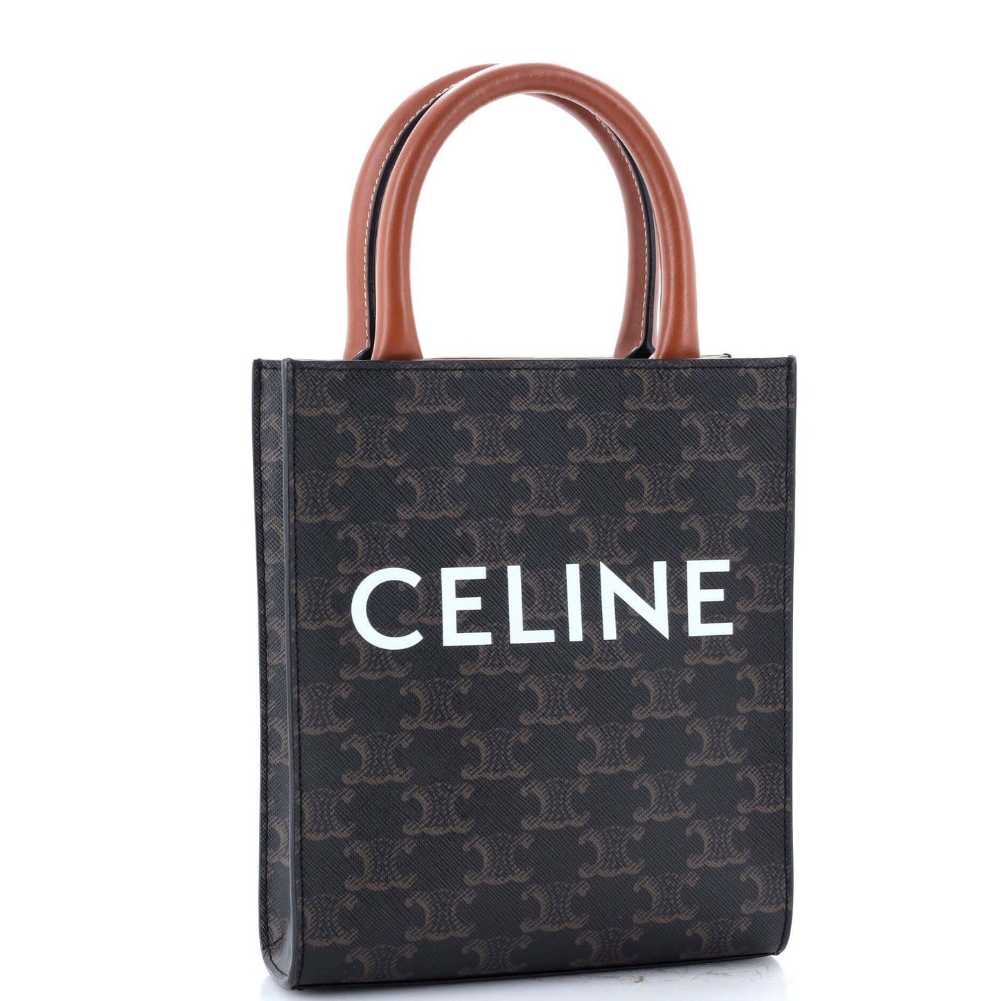 Celine Vertical Cabas Tote Triomphe Coated Canvas Mini