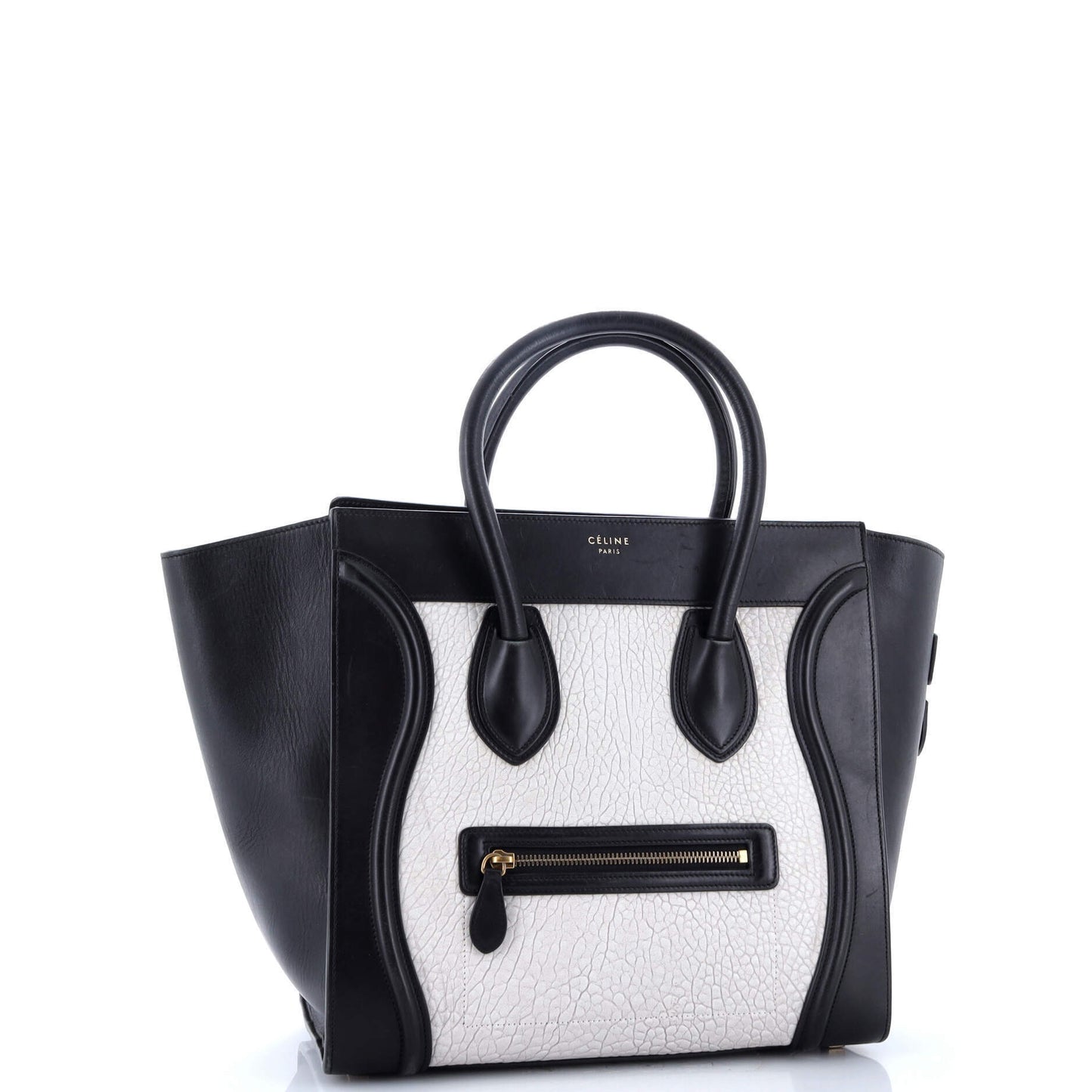 Celine Bicolor Luggage Bag Crocodile Embossed Leather Mini