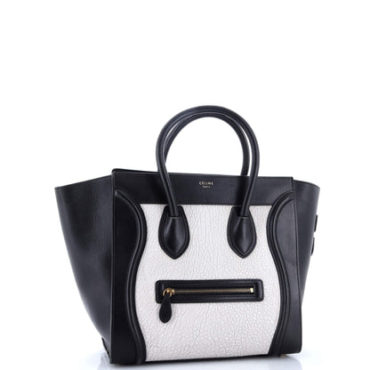 Celine Bicolor Luggage Bag Crocodile Embossed Leather Mini