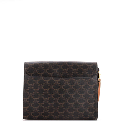 セリーヌ フラップ リストレットポーチ トリオンフ コーティングキャンバス なし