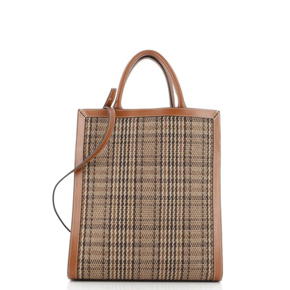 セリーヌ バーティカル カバ トート チェック キャンバス＆レザー スモール