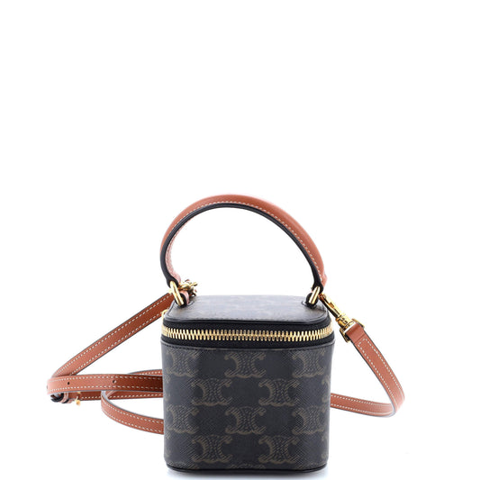 セリーヌ トップハンドル スクエア バニティケース トリオンフ コーティングキャンバス ミニ