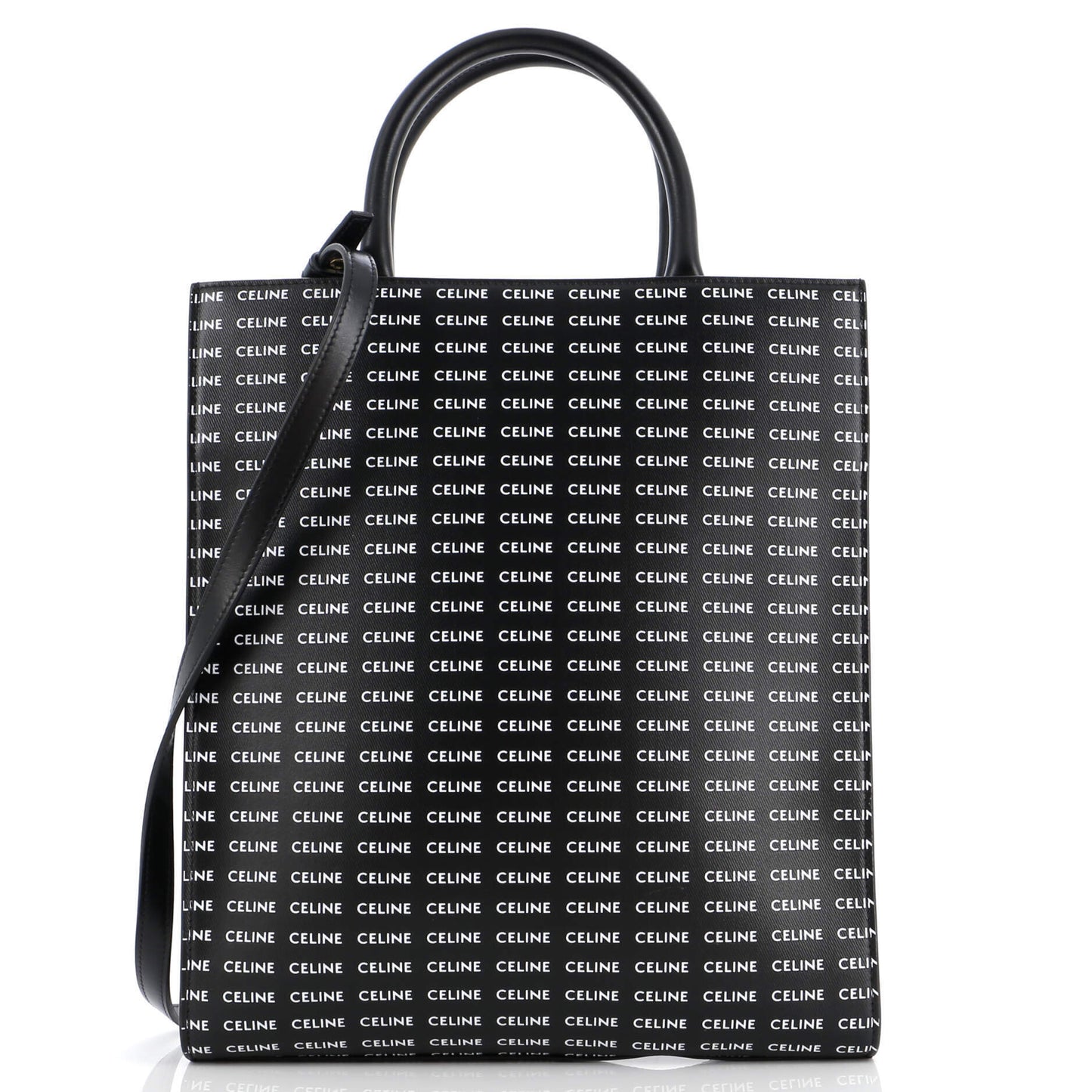Celine Vertical Cabas Tote All Over Logo Print Leather Small