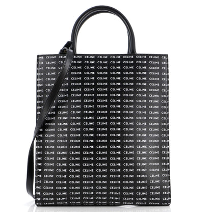 Celine Vertical Cabas Tote All Over Logo Print Leather Small