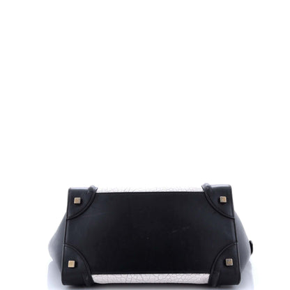 Celine Bicolor Luggage Bag Crocodile Embossed Leather Mini