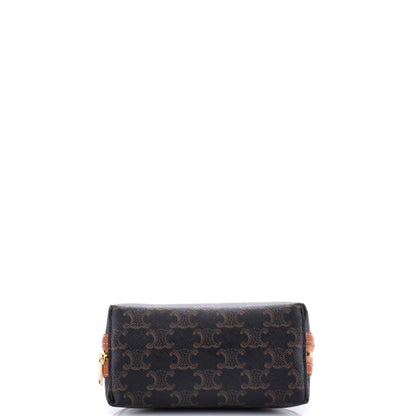 Celine Zip Around Chain Clutch Triomphe Coated Canvas None