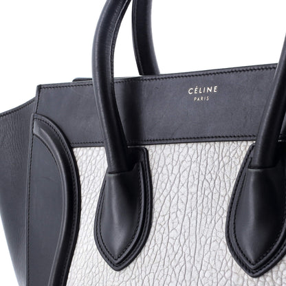 Celine Bicolor Luggage Bag Crocodile Embossed Leather Mini